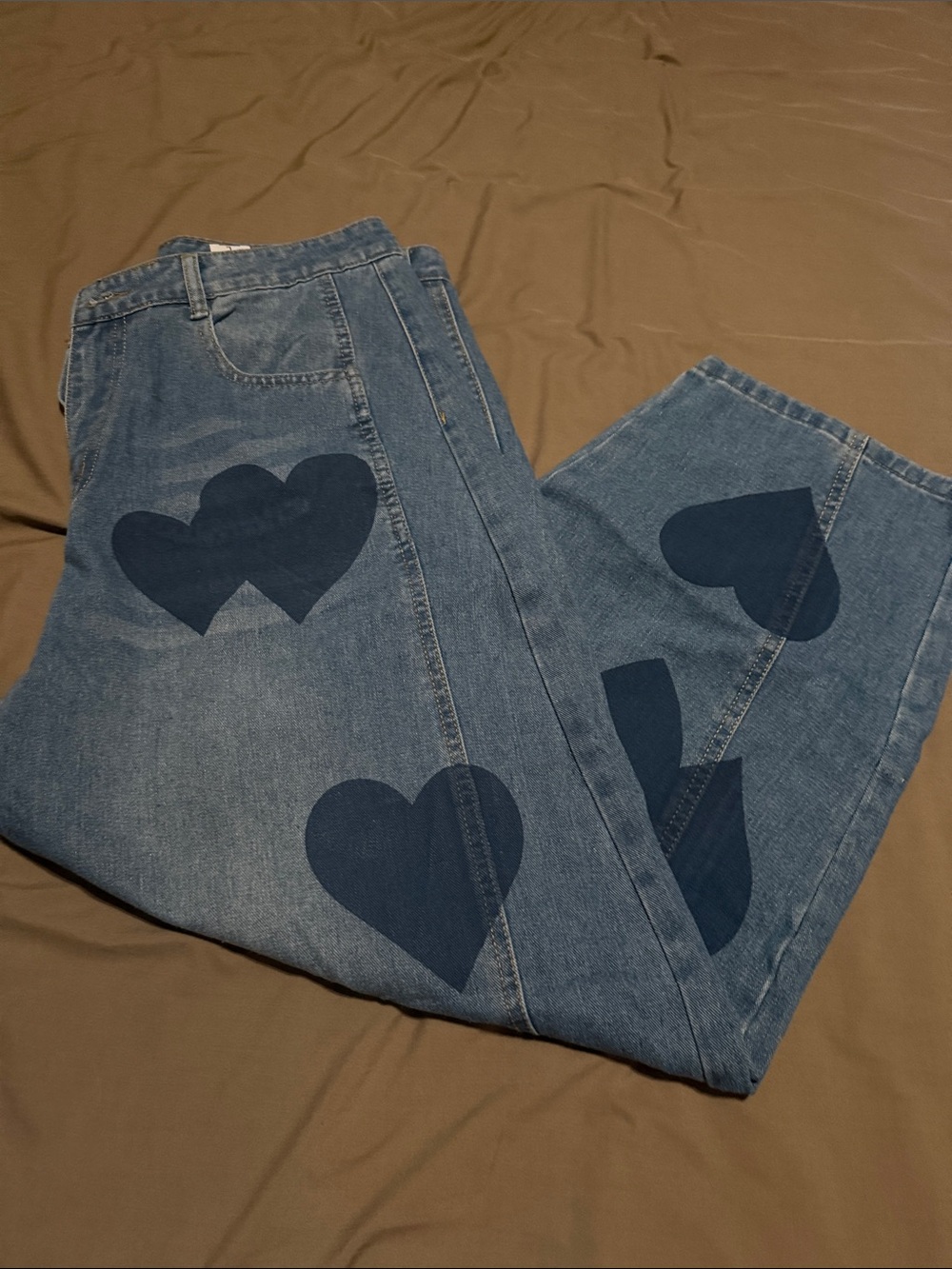 Blue Heart Patch High-Waist Women's barrel Jeans